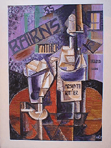 Cubist painting featuring Bairnsfather absinth